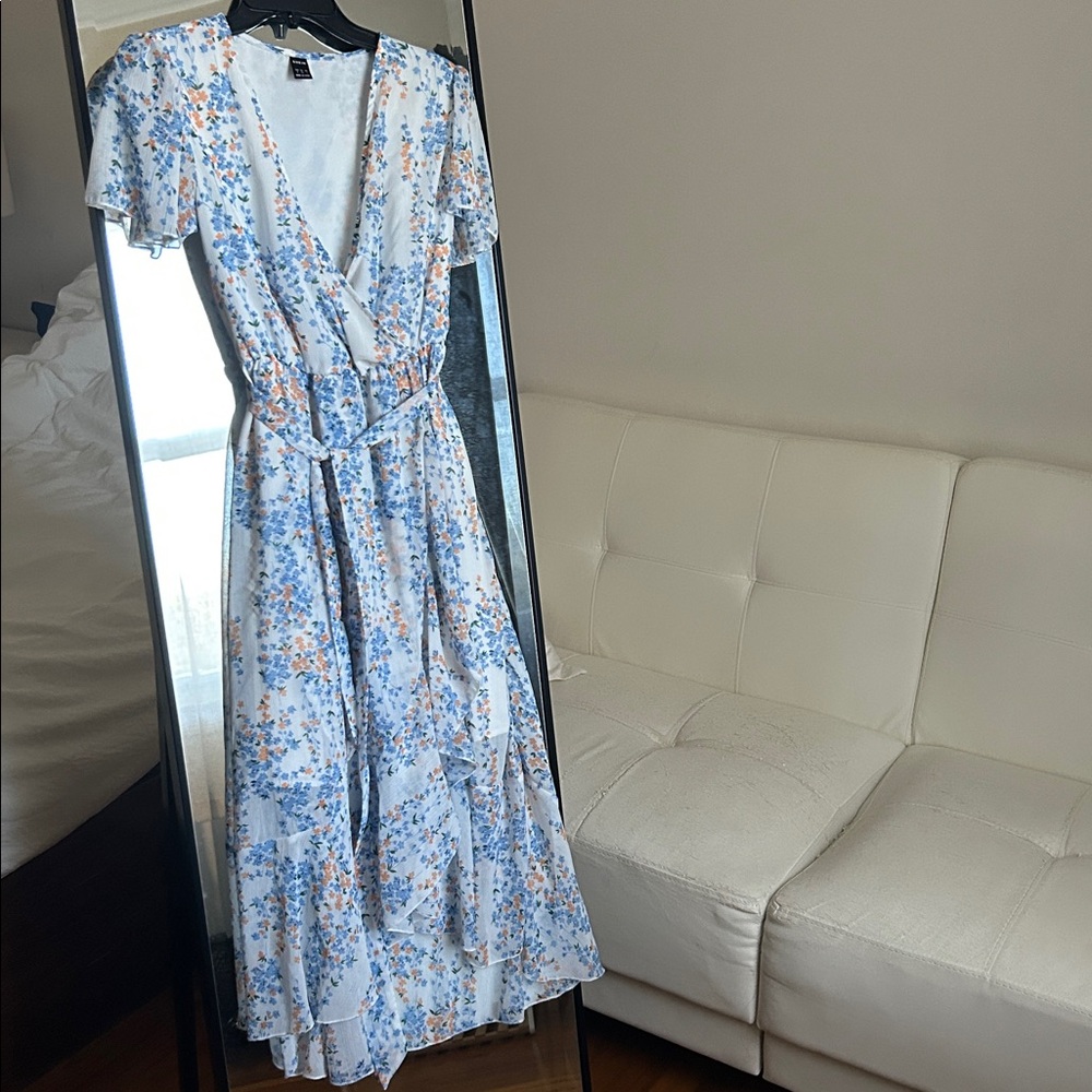 SHEIN Floral Maxi Dress - Blue and White